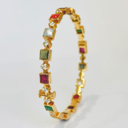 Diamond Studded Openable Navaratna Bangles